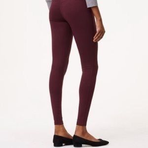 LOFT Burgundy Seamed Ponte Leggings